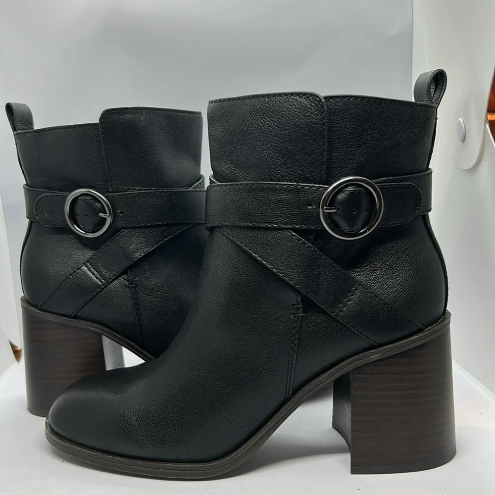 Crown Vintage Women's Black Leather Courla Ankle Bootie size 10M - Picture 9 of 13